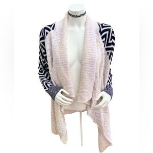 Long Acrylic Wool Cardigan Sweater From Faded Glory Chevron Pattern Size M